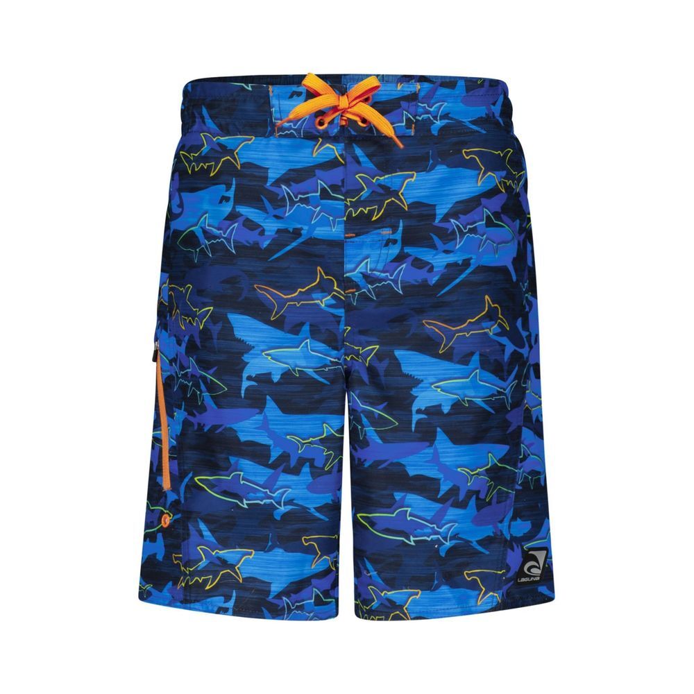 Laguna Boys Blue Electric Sharks‎ Swim Trunks Size XL